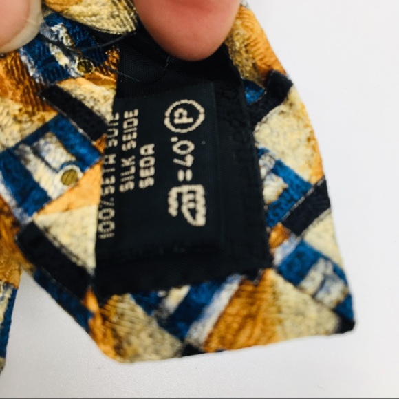 Zegna Gold Blue Geometric ZEGNA Silk Tie - Picture 3 of 5